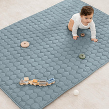 48" x 72" Kids Play Mat Quilted Baby Floor Mat Non Slip Pacific Blue
