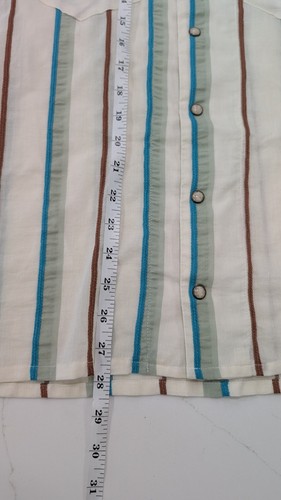 Richter Goods USA Striped Pearl-Snap Western Shirt S Short Sleeve Camp Collar - Picture 8 of 8