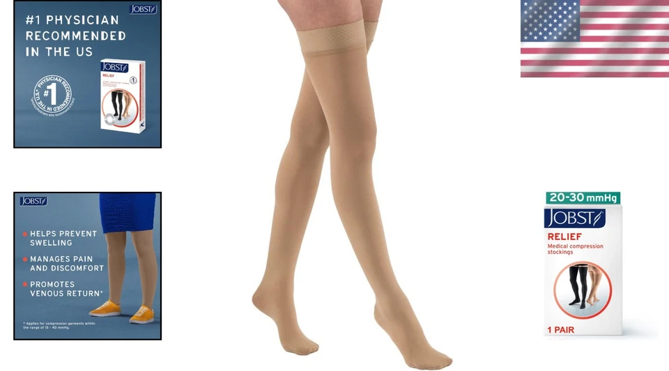 Beige X-Large Compression Socks with Silicone Band - Image 2 of 4