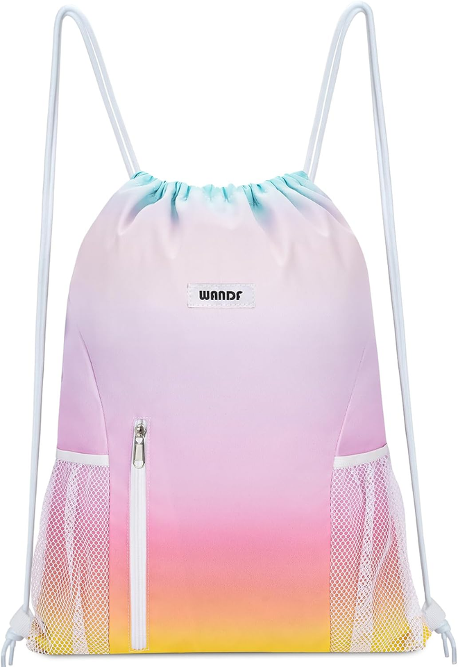 Drawstring Backpack Pockets Drawstring Backpack Sports Gym Sackpack with Mesh Pockets Water ...