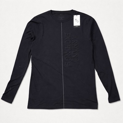 Armani Exchange Sustainable Black Long Sleeve Crew Neck T-Shirt Men's Size M