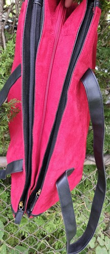 Elizabeth Arden Large Red Suede 17" X 13" X 7" Large Tote Bag, Shoulder Purse - Picture 5 of 8