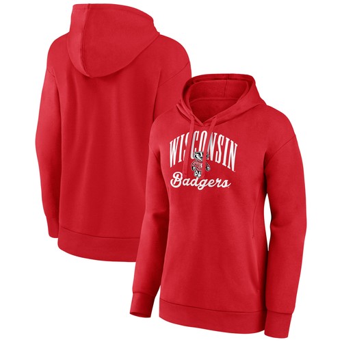 Women's Red Wisconsin Badgers Team Victory Script Pullover Hoodie