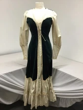 Vintage1970s, Gunne Sax, Corset Lace Up Velvet Maxi Dress, Puffed Sleeves,(SR201