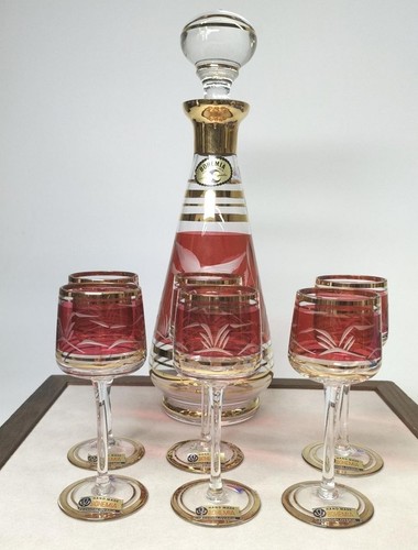 BOHEMIA Covered Glass Decanter Set from Japan