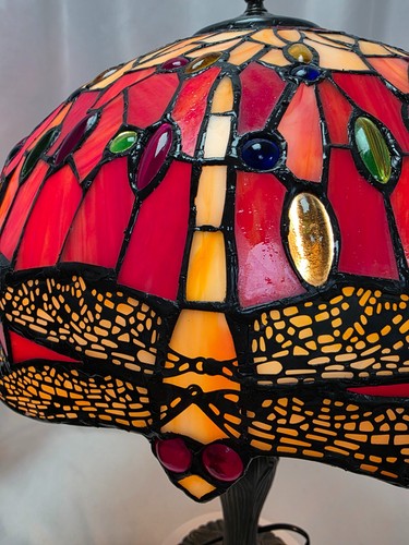 Tiffany Style 16 Inch Table Lamp Handcrafted Bedside Desk Lamps Stained Glass UK - Picture 7 of 10