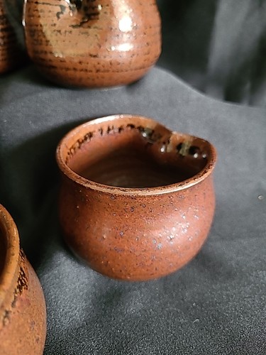 Japanese Pottery Teacups Set/4 Signed Studio Pottery Tea Bowls Ash Glaze - Picture 6 of 24