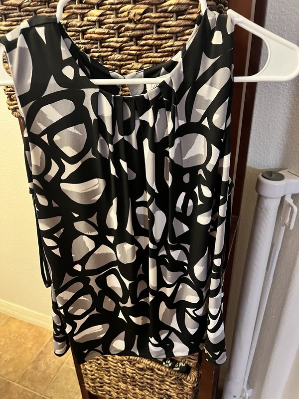 Calvin Klein sleeveless blouse M Career Black White Gray