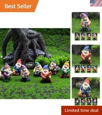 Miniature Gnome Figurines Set of 7 - Perfect for Indoor and Outdoor Decoration