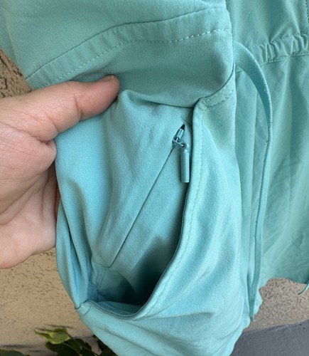 Athleta Romper Womens Turquoise Marlow V-Neck Waist Tie Athletic Stretchy Size L - Picture 6 of 10