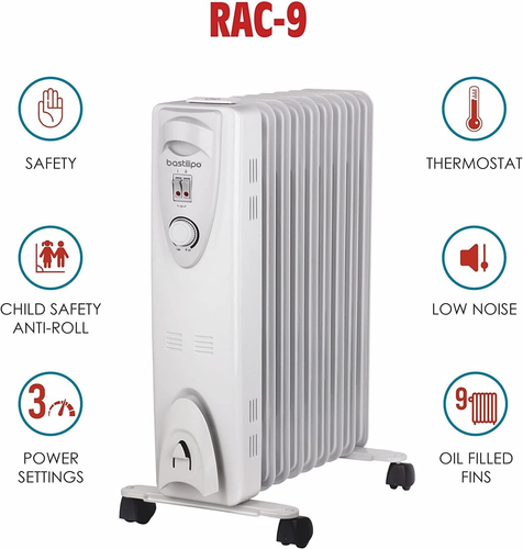 Bastilipo - Radiador de aceite compacto 2000W, 9 elementos, 3 potencias, RAC9-20 - Imagen 5 de 11