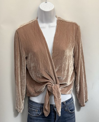 REFORMATION Made In USA FEZ Blouse Sz XS Open Tie Waist Velvet Velour Silk Blend - Picture 2 of 16