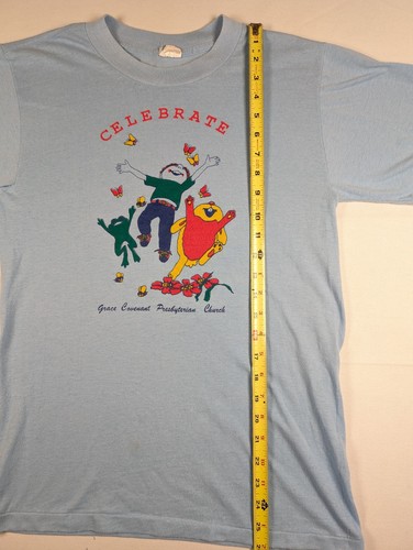 Vtg 80s 90s Single Stitch Jesus God Church Gospel T Shirt Presbyterian Blue Cute - Picture 4 of 8