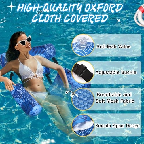 6 Pcs Inflatable Pool Floats Chairs Adult Floating Lounge Chairs Adjustable - Picture 5 of 7