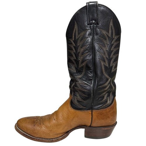 Justin 2603 Western Cowboy Boots Men’s Size 8 D Brown Black Leather Vintage - Picture 8 of 14