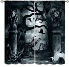 Gothic Curtains,Terror Themed Demon Skeleton Crow Dark Forest Window Treatmen...