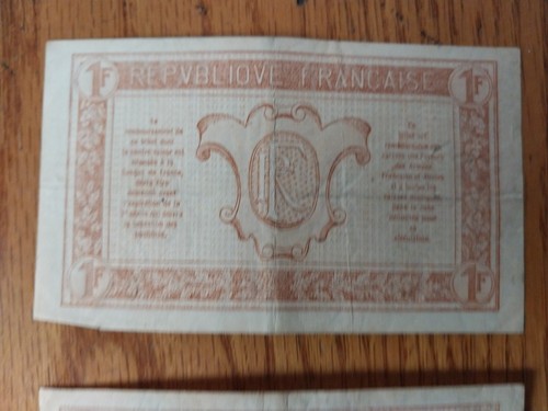 1 FRANC GOOD BANKNOTE FROM FRENCH ARMY 1917  PICK-M2 Lot Of 2 - Picture 3 of 6