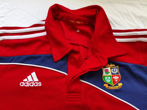 Adidas British Lions Rugby Poloshirt Südafrika 2009 Rot Large Polo Top