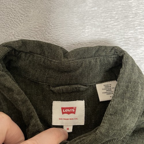 Camicia Levi's velluto a coste verde uomo taglia media ago cordoncino tasca cotone bottoni - Foto 3 di 14