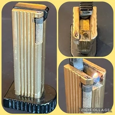 Benlow "Golmet" c1940s Art Deco Aluminum Petrol RollaLite Table Lighter-England