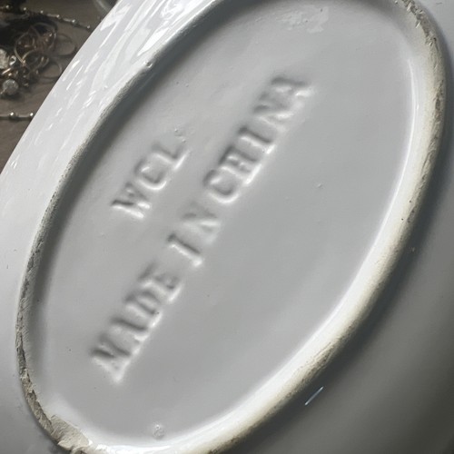 WCL - Gravy Boat - White - Attached Plate - Embossed Fruit Design - Picture 8 of 10