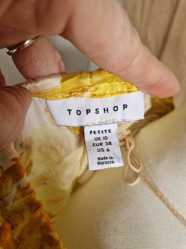Stunning New Topshop Petite Retro Floral Yellow Dress With Cut Out Shoulders - Picture 5 of 5