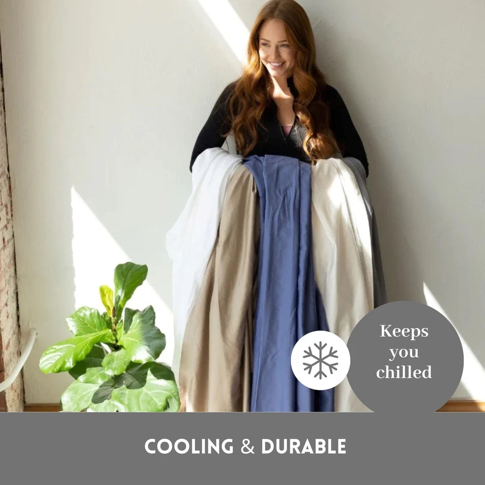 Lençóis de viscose de bambu DreamChill Cooling para pessoas que dormem quentes com canto elástico... - Imagem 2 de 4