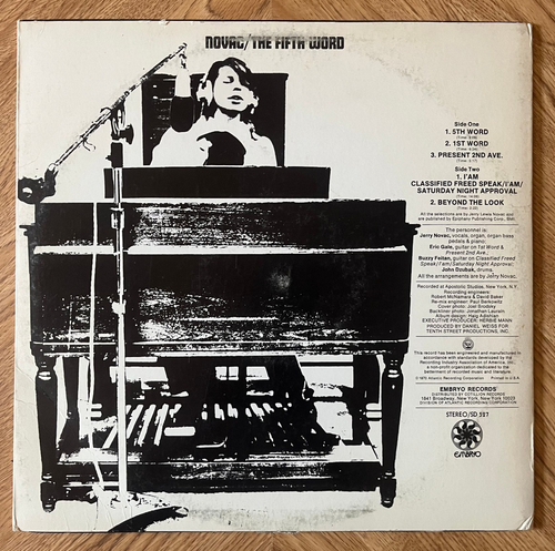 Novac "The Fifth Word" LP Embryo SD 527 Promo 1970 Rock/Psyche VG+/VG+ - Picture 2 of 5