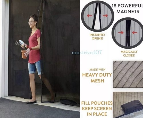 Magnetic Magic Screen Door Mesh Hand-Free Net Mosquito Fly Insect Curtain 9X7 Ft - Picture 3 of 12