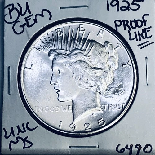 1925 P BU GEM PEACE SILVER DOLLAR UNC MS+++ U.S. MINT RARE COIN 6490