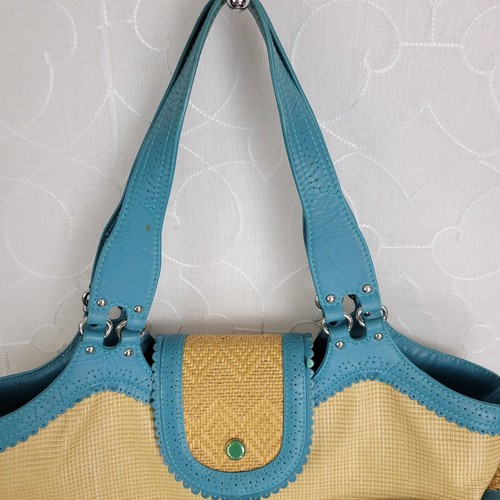 Cole Haan Womens Shoulder Bag One Size Brown Blue Basket Woven - Imagen 12 de 12