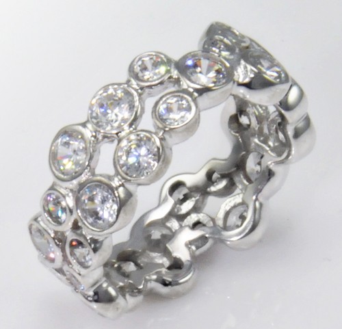 5 ct Infinity Bezel Set Enernity Ring Top CZ Imitation Moissanite simulant SS 5 - Picture 2 of 6