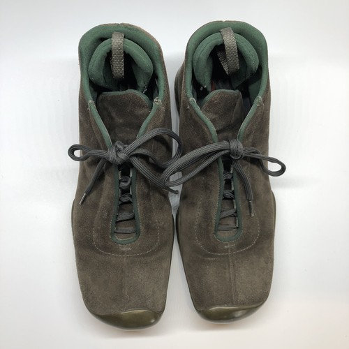 Prada Logo Stiefeletten Kampfschuhe Herren Größe 9 US Grün Wildleder Mittelhoch Vintage - Bild 4 von 17