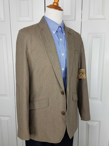 ¡NUEVO! Blazer Abrigo Deportivo Rojo Camel Para Hombre Marrón Algodón 2 Botones Chaqueta Talla L - Imagen 11 de 12
