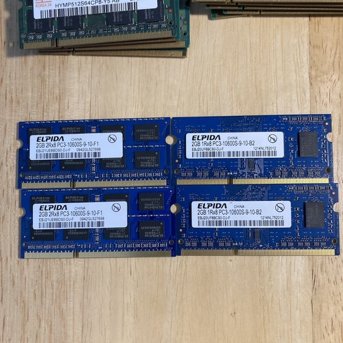 4 x 2GB ( 8gb ) Elpida 1Rx8 PC3-10600S-9-10-B2 & 2Rx8 Pc3-10600s-9-10-F1 - Picture 2 of 7