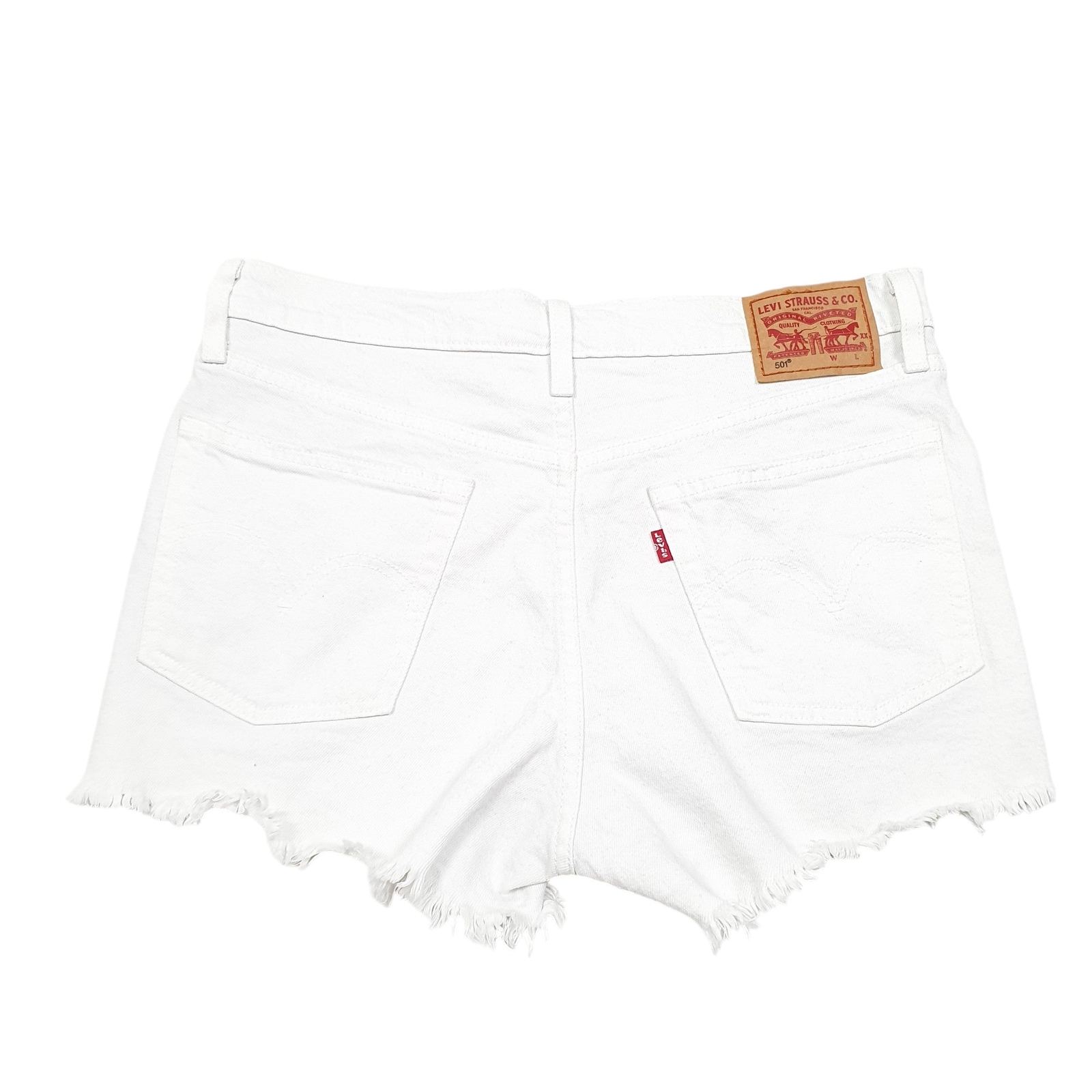 LEVIS 501 Jorts Hot Pants Disressed White Denim Jeans Cotton Shorts Womens W30 image 3