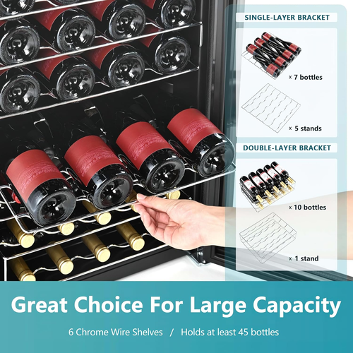 45 Bottle Wine Cooler Refrigerator, Small Built-In Wine Fridge for Red, White an - Picture 2 of 12