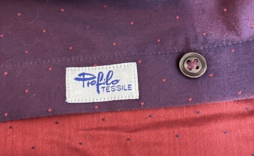 Egara Men's XXL Profilo Tessile Non-Iron Shiny red with pink Dots Dress Shirt - Picture 4 of 9