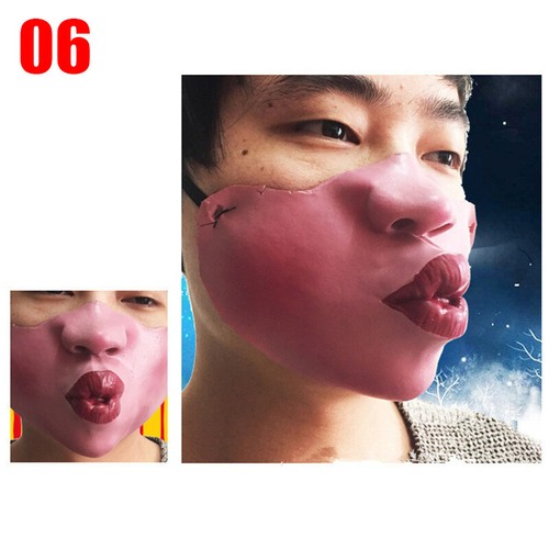 Half Face Comedy Funny People Face Mask Stag Hen Latex Party Masks Masquerade UK - Picture 7 of 34