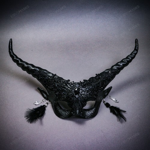 Krampus Horn Lace  Animal Devil Women Party Face Luxury Masquerade Face Masks - Picture 1 of 10