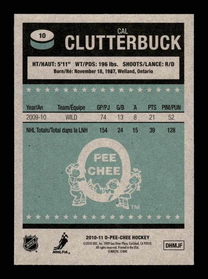 5-01-04 PWE . 2010-11 opc o-pee-chee ud upper deck RETRO #10 cal clutterbuck - Image 2 of 2