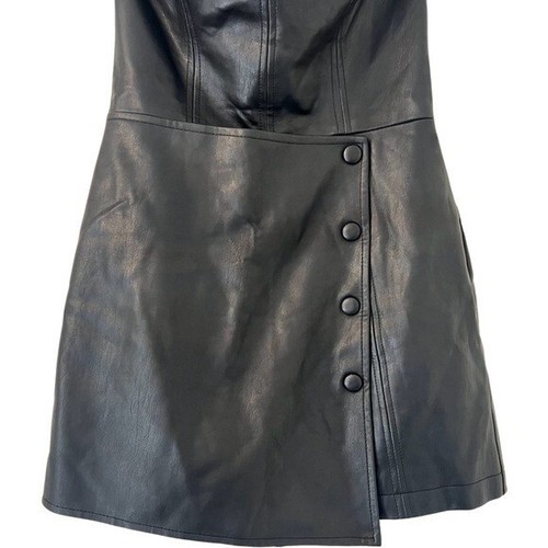 ZARA Faux Leather Strapless Playsuit Romper in Black Size XS - Picture 8 of 15