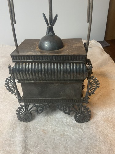 RARE Antique MECHANICAL Jewelry BOX - Quad Silver, Original Velvet 2 Drawer - Picture 6 of 14