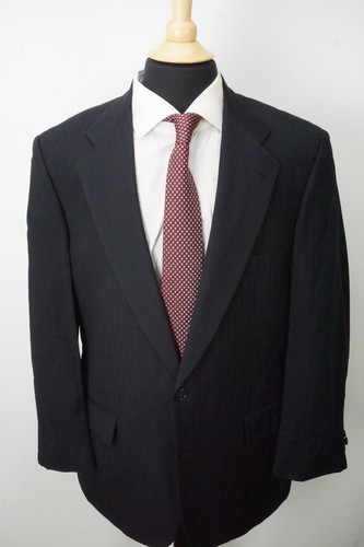 Southwick Navy Blue Herringbone Striped Wool 2 Pc Suit Jacket Pants Sz 42R - Picture 3 of 11