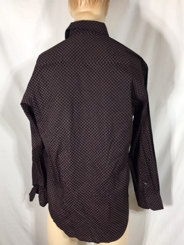 Men's NWT Alfani Dress Shirt Red Black Diamond Geo Stretch Classic Shirt - Picture 2 of 5