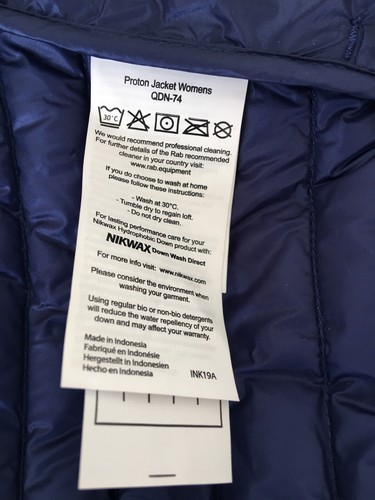GIACCA CON CAPPUCCIO BLU PIUMA D'OCA IDROFOBA RAB PROTON NIKWAX NUOVA CON ETICHETTE TAGLIA XS - Foto 6 di 12