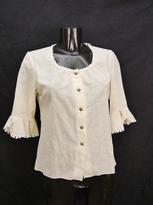 Size 38 costume blouse blouse cream cotton Perry with lace tb5637