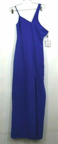NWT Laundry By Shelli Segal Juniors 0 Blue Violet 1 Shoulder Slit Leg Gown Dress - Picture 1 of 5