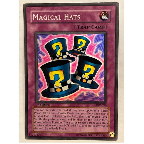 Vintage, YuGiOh Pharaoh's Servant Magical Hats PSV-033 1st Ed - Holo Super Rare NM - Bild 3 von 6