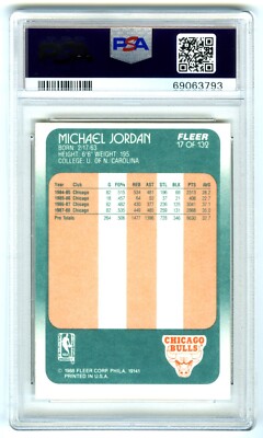 MICHAEL JORDAN~1988 FLEER PSA-6 EX-MT NBA 3RD YEAR